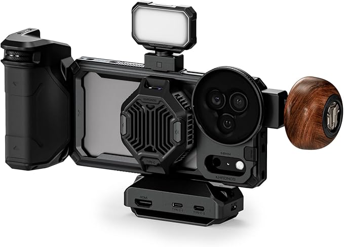 Tilta Khronos Ultimate Kit Compatible with iPhone 17 Pro Max– Black| Focus PD Handle with Battery | USB-C Hub with HDMI & ARCA Plate | Cooling Module | 58mm ND Filter Tray | LED Light