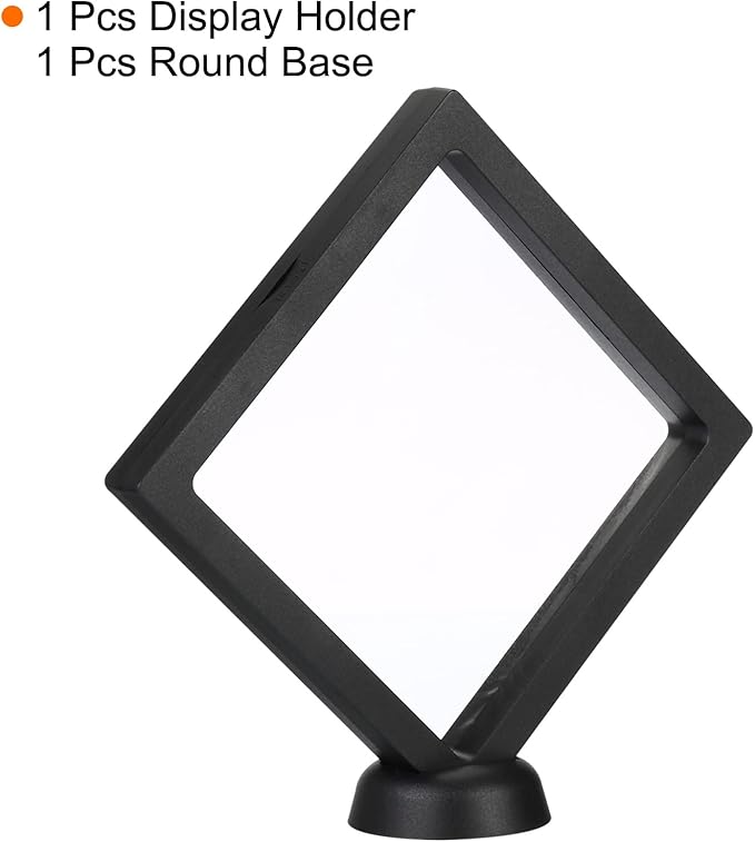 PATIKIL 5.5" x 5.5" 3D Floating Display Case, Coin Display Floating Frame Holder with Stand Base for Jewelry Specimens Medallion, Black