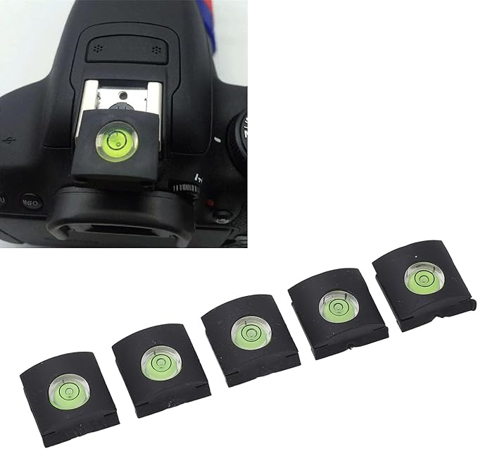 5PCS Camera Hot Shoe Cover with Level Bubble, Universal Spirit Level Cap, for DSLR Cameras