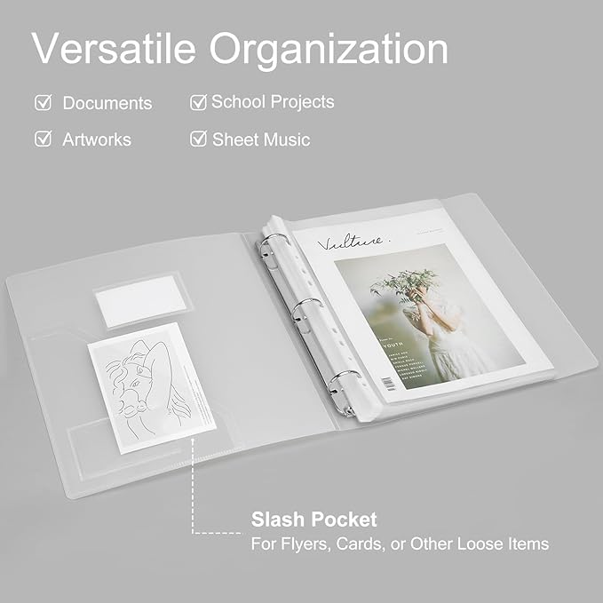 Uquelic 80-Pocket Clear Binder with Plastic Sleeves for Letter/A4 Size(11" x 8.5"), Document Binder Organizer for Papers, Certificates and Artwork, Macaron PP Divider Pages for Presentation