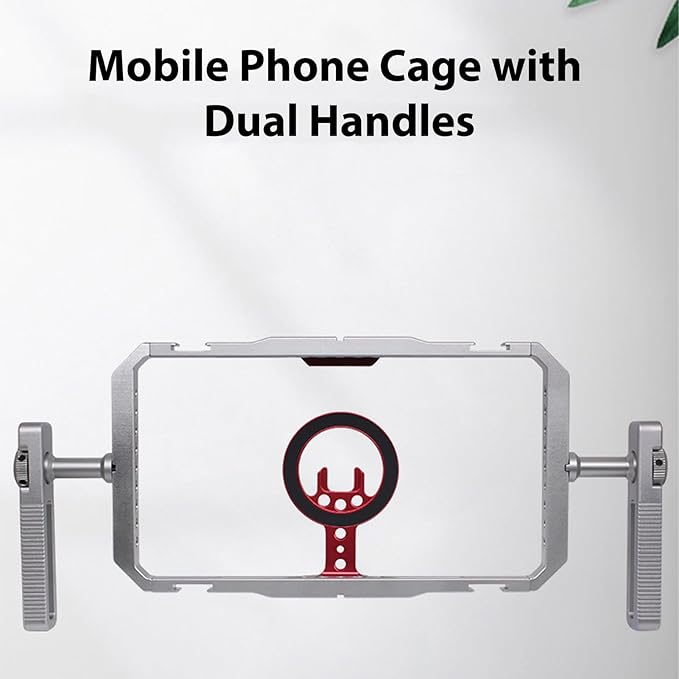 Pomya Handheld Filmmaking Phone Rig,Sturdy Aluminum Alloy Mobile Phone Cage with Dual Handles for Vlog, Live Streaming and Professional Video Creation