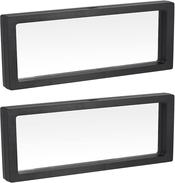MECCANIXITY Floating Frame Display Holder Stand 3D Jewelry Display Box 11.81 x 3.54 x 0.79 inch Black for Ring Necklace Bracelet Earring Pack of 2