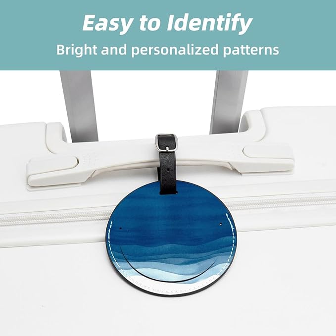 2 Pack Blue Watercolor Luggage Tags, Bag Tag for Baggage, Suitcase Tags Bulk