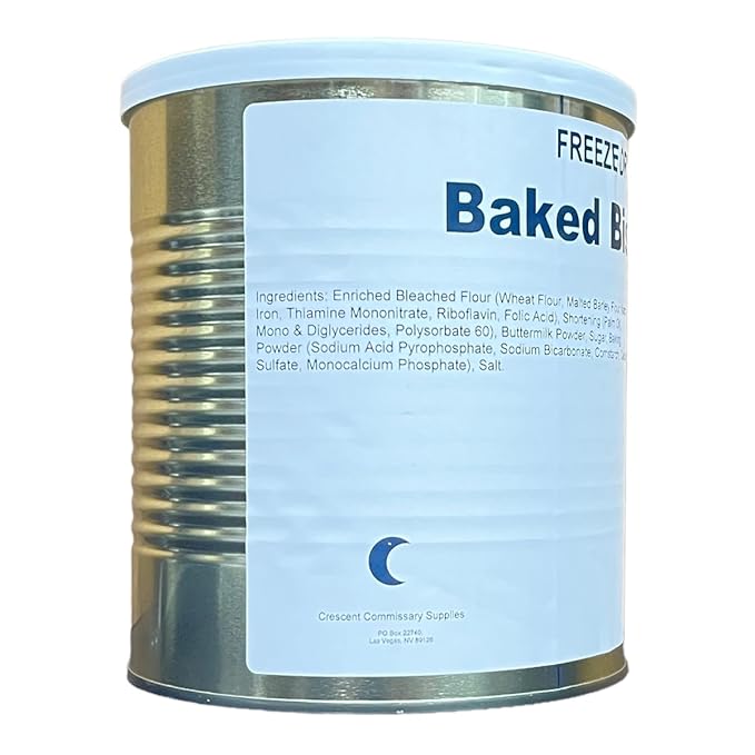 Military Surplus Freeze Dried Real Baked Biscuits – #10 Can – 25+ Year Shelf Life – Ready to Eat Emergency Food – Survival, Camping, Hiking, Hunting Meals – Long-Term Storage 10–12 Biscuits per Can Pack of 6