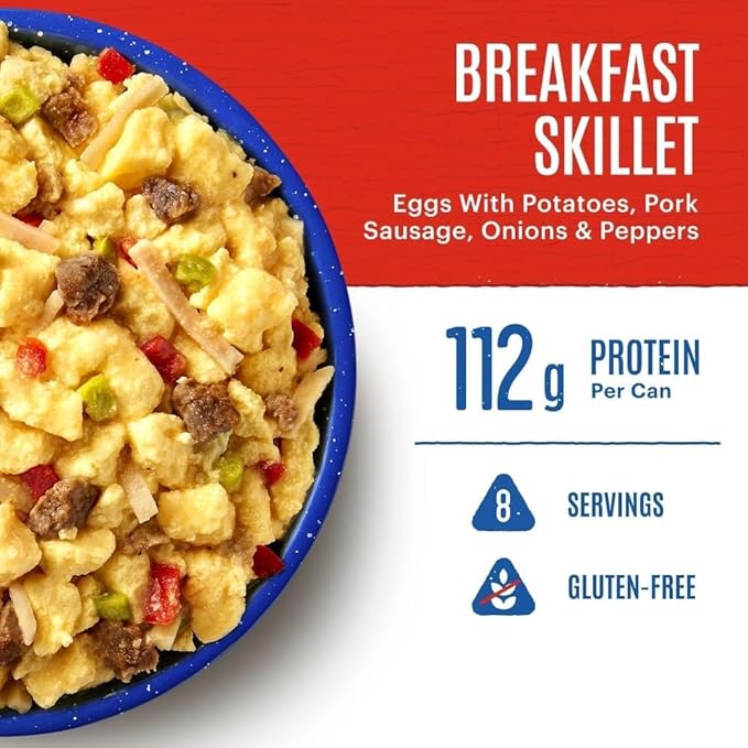 Mountain House Breakfast Skillet Freeze-Dried Meal #10 Can – 8 Servings – Gluten-Free Survival Food with Eggs, Potatoes & Sausage – Emergency & Long-Term Storage Meal – 30-Year Shelf Life – Camping, Hiking & Disaster Prep – Pack of 6 – Made in USA