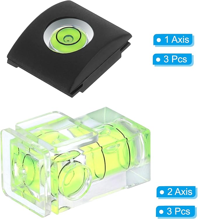 PATIKIL Camera Level Hot Shoe Cover Set, 3 Pcs 1 Axis Universal Level Hot Shoes Cover with 3 Pcs 2 Axis Bubble Level for Nikon for Fujifilm for Pentax