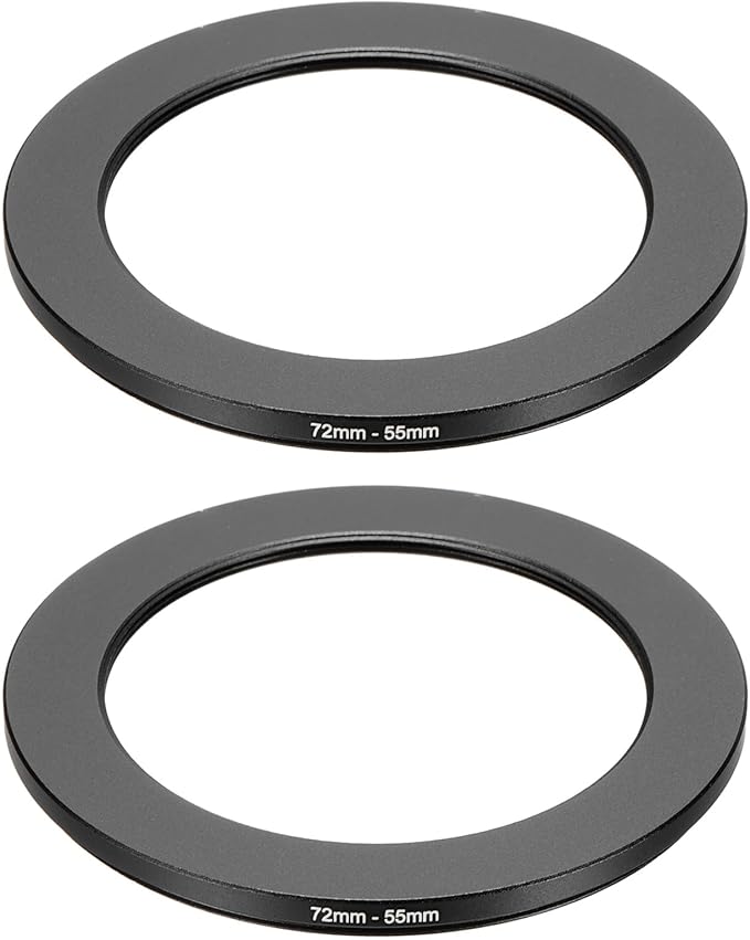 PATIKIL Step Down Ring Adapter 72mm to 55mm, 2 Pcs Filter Step-Down Rings Camera Lens Filters Metal Ring Digital for ND IR DSLR Lenses, Black