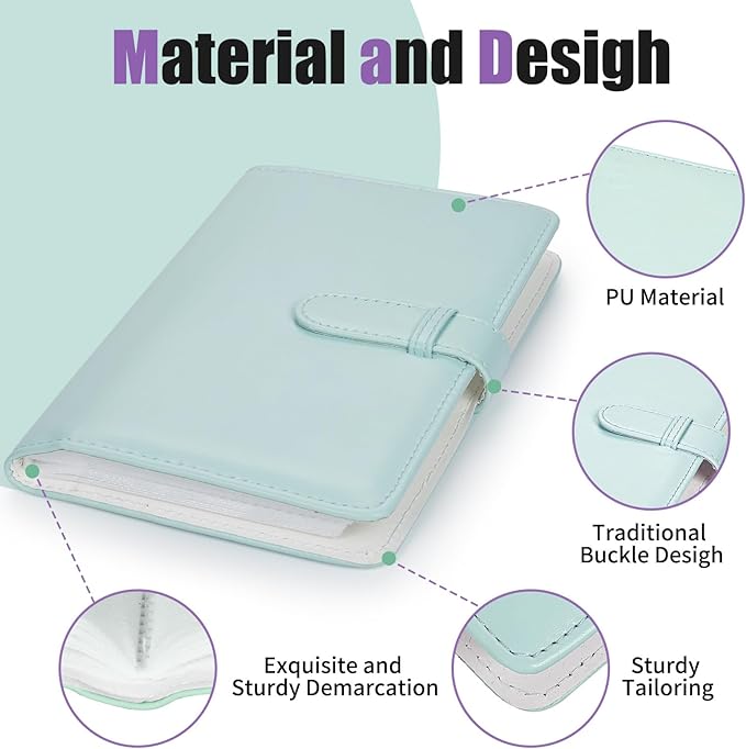 Riosin 108 Pockets Mini Album Compatible with Fujifilm Instax Mini film, Suitable for Instax Mini 12/11/7+/9/Evo/Link 2, 2x3"Photo Album for Canon ivy 2 Kpop Photocard(Mint Green)