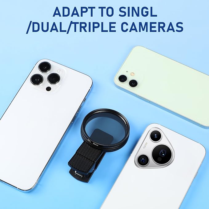 52mm Clip-0n Cpl Phone Cameralens Filter Kit,Upgrade Circular Polarizing Filter Compatible with Mostcell Phones,CPL Filter for Phone,Portable Polarizer Camera Len(1 Set