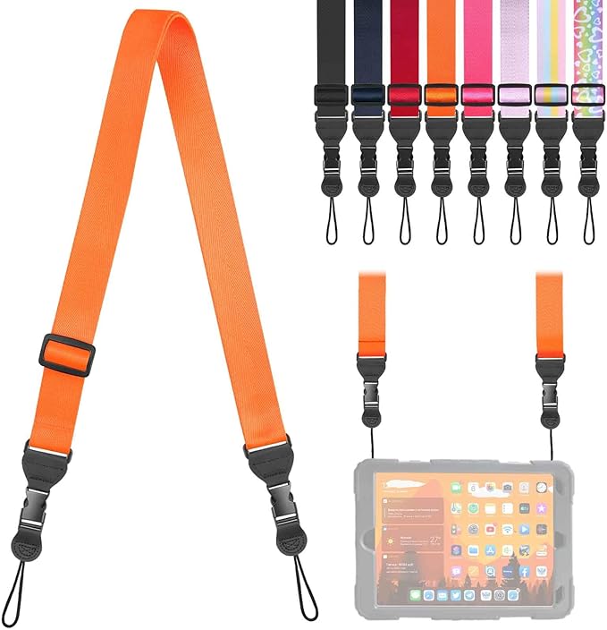 Adjustable Shoulder Strap, Comfortable Camera Strap, Neck Lanyard for iPad Tablet Case, Camera, Binocular, Luggage Bag (Orange Shoulder Strap)