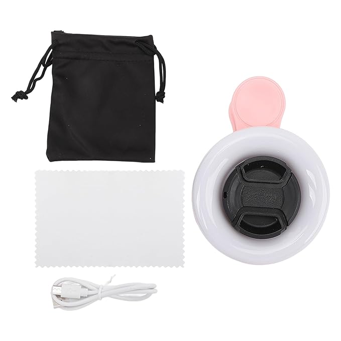Mobile Phone Macro Photography Lens 3 Color Lights Portable Clip On Macro Lens, for Detail Photography, Rechargeable for Eyelashes Eyebrows Nail Art