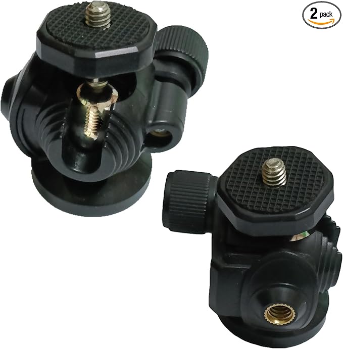 2 Pack Mini Ball Head with 2X 1/4" Thread Hole Dual Cold Shoe Extension Adapter Hot Shoe Mount Base Extender for Camera Tripod DSLR Phone Holder Action Camera Fill Light Video Light Panel