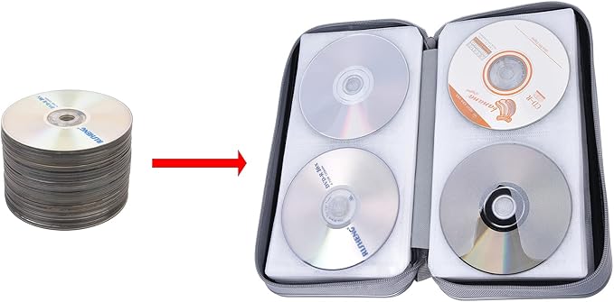 UENTIP CD Case,96 Capacity CD Holder Hard Plastic CD Storage Wallet Protective CD/DVD Case Holder for Car Home Travel (96, Black)
