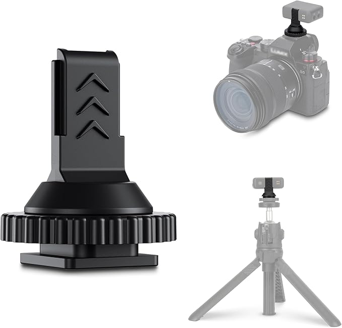 JJC Cold Shoe Mount Adapter for DJI Mic with 1/4" Screw, Durable ABS Camera Adapter for DJI Mic on Canon Nikon Sony Cameras for Vlogging Video Recording