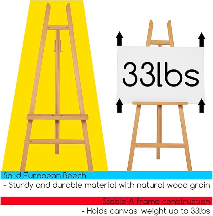 MEEDEN Art Easel Stand for Display - Adjustable Beech Wood Floor Easels for Painting, Holding Canvas up to 90", Ideal for Artist, Adults Painting Canvas, Drawing, Signs - Large