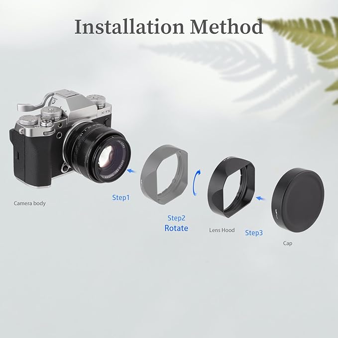 Haoge LH-X53B Square Metal Lens Hood Shade with Metal Cap for Fujifilm Fuji Fujinon XF 35mm F1.4 R / XF35mmF1.4 R Lens on Camera X-H1 XS-20 X-Pro3 X-T4 X-T3 X-T2 X-T30 X-T5