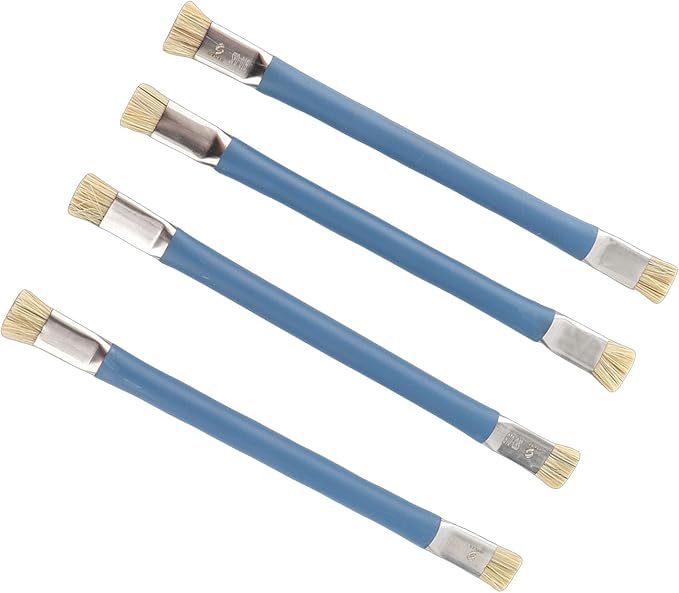 Aramox 4PCS Anti Static Brush ESD Safe Double Headed Insulating Hard Brush for Phone Repair Circuit Cleaning with Non Slip Handle 2 Colors (Blue)