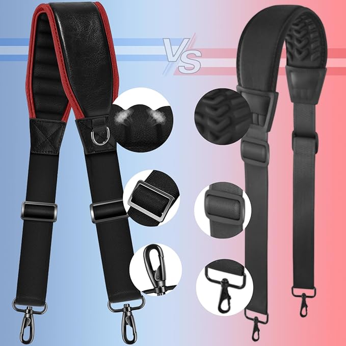 ZINZ Shoulder Strap 78" Belt with Neoprene Thick Padded, Universal Bag Strap with Double Adjustable Buckles and Metal Swivel Hooks,Ideal for Individuals 5'11" and Taller,Red edge