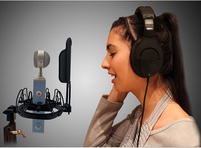 Microphone Shock Mount with Pop Filter Universal Shock Stand for Microphones Size at 21-62mm Anti-Vibration Mic Holder Clip Compatible with AT2020 MXL 990 770 Rode NT1-A Neumann 103(Red)