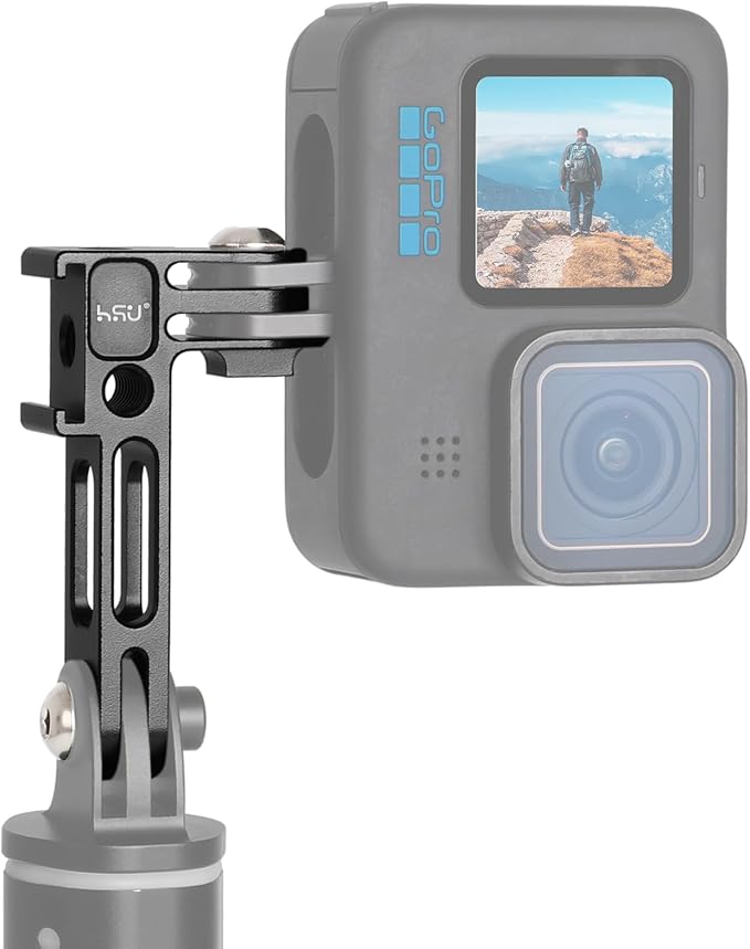 HSU Vertical Mount for GoPro, Aluminum 90 Degree Cold Shoe Direction Adapter, 1/4”-20 Screw Hole Tripod Mount for GoPro Hero 13/12/11/10/9/8/7/6, DJI Osmo Action 4/3 AKASO Action Camera and More