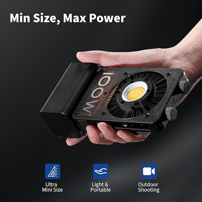 ZHIYUN CINEPEER CX100 100W LED Video Light, Built-in 4500mAh Battery COB Portable Photography Light Bi-Color 2700K~6500K CRI 96+ TLCI 97+ Continuous Output Lighting