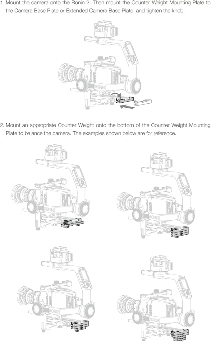 HangTon Counterweight Set for DJI Ronin 2 Gimbal, Balance Adjusting Front-Heavy Camera, 180g 270g, Mounting Plate, Knob 1/4"