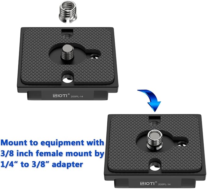 SIOTI 200PL-14 Quick Release Plate to RC/RC2/XPRO, 200PL-14 QR, Compatible for Manfr0tt0 Tripods Head with RC/RC2/XPRO Rapid Connect System