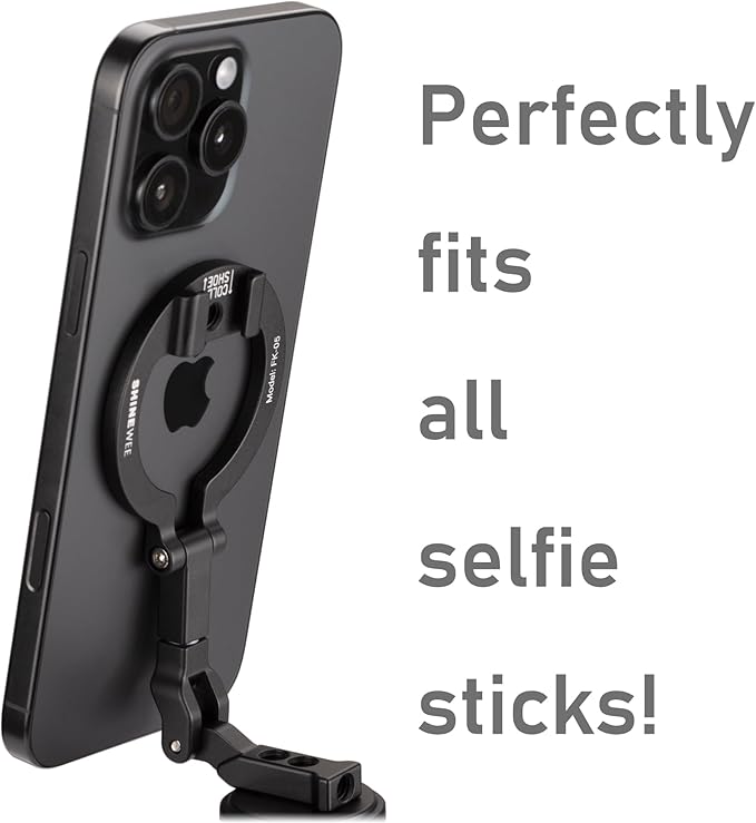 4-in-1 Magnetic Ring Phone Holder & 1/4" Tripod Thread & Cold Shoe Slot & Kickstand & Phone Grip, 360° Rotation for iPhone Series 12 13 14 15 16 17 & Magsafe Case