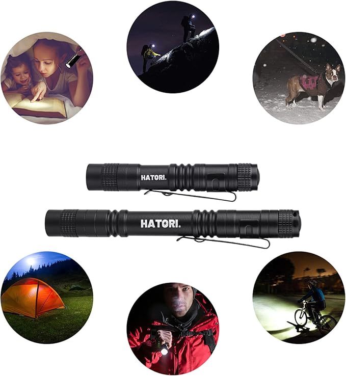 HATORI LED Mini Flashlight, Bright Small Handheld Pocket Flashlights Tactical High Lumens Pen Light for Camping, Outdoor, Emergency, 4 Pack(3.55Inch)