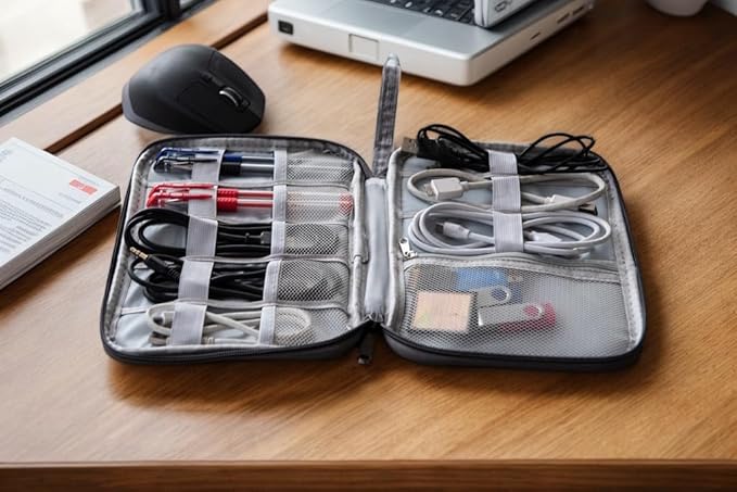 cable organizer bag Travel Case,Electronic Accessories Storage Bag,Portable Waterproof Cable -Travel Cord Organizer- Bag for Small Charging Cord Storage,Cables,SD Card (BLACK)