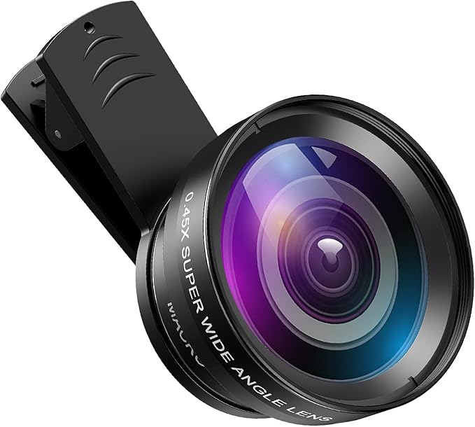 AMIR Phone Camera Lens, 0.45X Super Wide Angle Lens for iPhone Lens Kit, 15X Macro Clip-On 2 in 1 Professional Lens Kit for iPhone, Samsung, Google and Most of Android