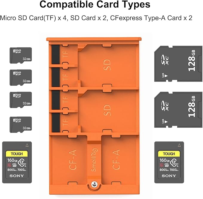 SMALLRIG Memory Card Storage Case - 8 Slot Holder for SD, CFexpress Type-A & TF Cards - Photography Enthusiasts - 4107 (Pack of 2)