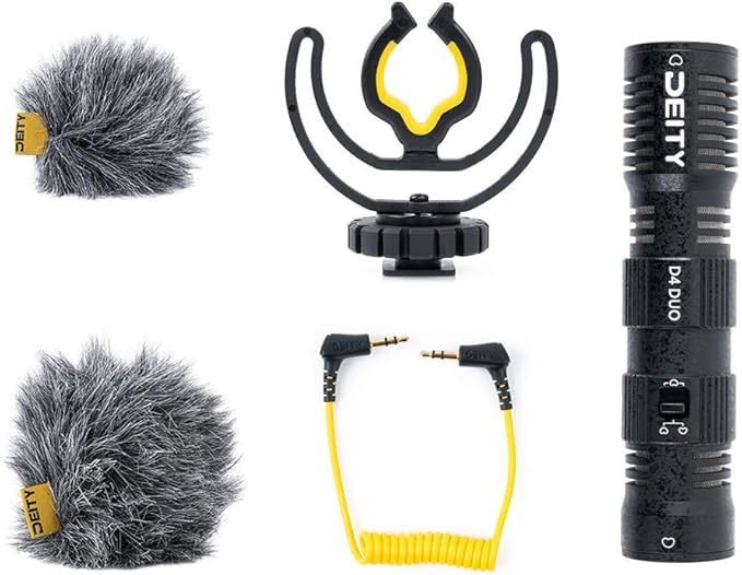 Deity V-Mic D4 Duo Dual Capsule Cardioid Microphone Camera-Mount Shotgun Mic Dual Mono/Stereo Recording Plug and Play with Rycote Shockmount for DSLR Camcorder Smartphone