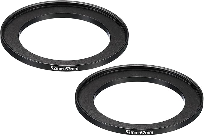PATIKIL 52mm-67mm Metal Step Up Ring, 2 Pack Camera Lens Filter Adapter Ring Aluminum Filter Adapter Ring for Camera Lenses Hood, Black