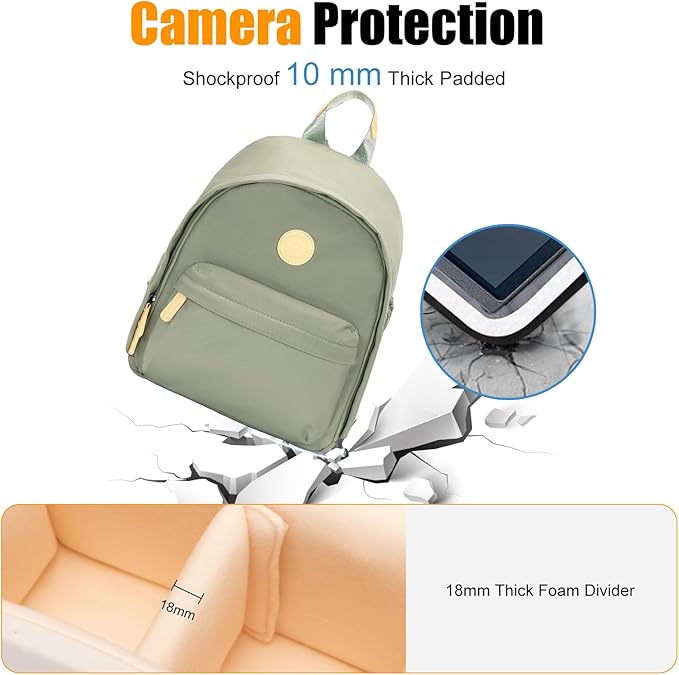Cwatcun Camera Backpack Bag Small for Women，Stylish DSLR/SLR Camera Bag with Tripod Strap Laptop Compartment and Dividers Lightweight Photograhy Backpack Cute Case for Canon/Nikon/Sony Accessories