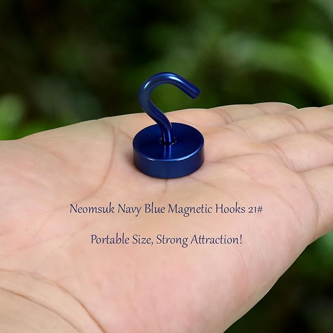 Neosmuk Magnetic Hooks, Cruise Ship Essentials, 40lb+ Heavy Duty Magnetic Hooks for Cruise Cabins, Refrigerator, Grill, Hanging, and Travel | Extra Strong Must-Haves Magnet Hook,Navyblue,Pack of 5