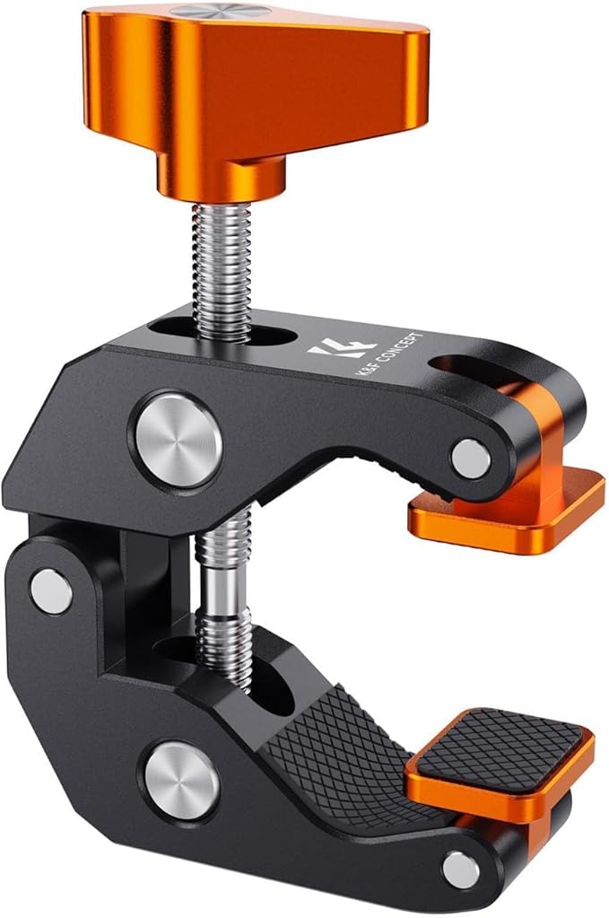 K&F CONCEPT Camera Mount Clamp, Super Crab Clamp with Rotatable Clamping Block, 1/4" and 3/8" Thread Holes for Round Pipe Flat Surface, Camera Mounts, and Other Photographic Accessories