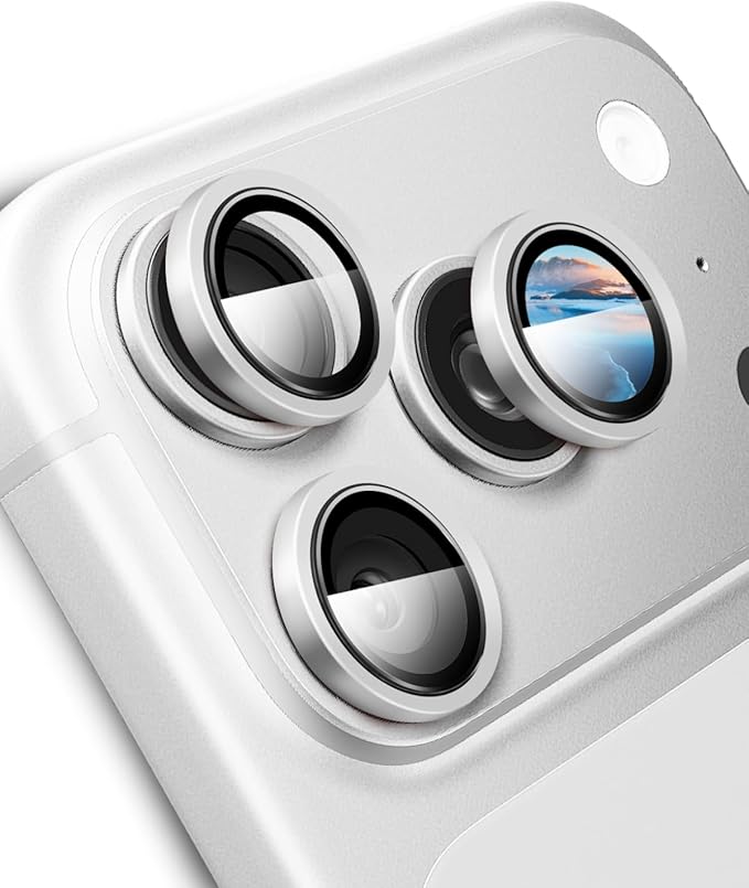 Compatible with iPhone 17 Pro Max/17 Pro Camera Lens Protector-1:1 Invisible Fit,Ultra Clarity,Military-Grade 11H+ Aerospace Glass,Anti-Scratch & Easy Installation-Silver