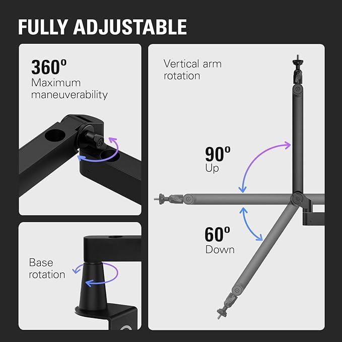 Elgato Wave Mic Arm LP - Premium Low Profile Microphone Arm with Cable Management Channels, Desk Clamp, Versatile Mounting, and Fully Adjustable – For Podcasting, Streaming, Gaming, and Home Office