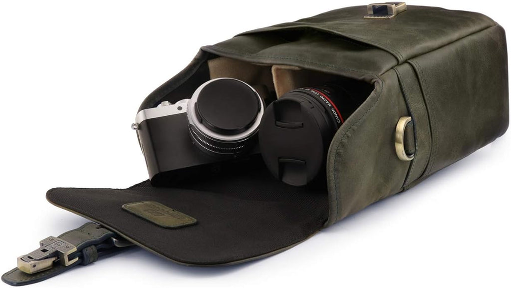 MegaGear Genuine Leather Camera Messenger Bag Mirrorless Portable electronic device cover