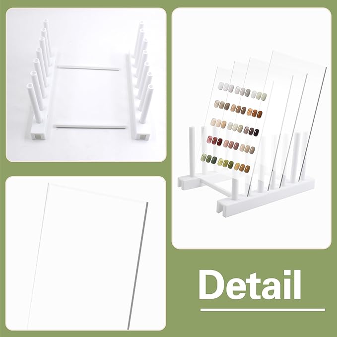 4-Piece Transparent Nail Art Display Set with Plastic Holder, Acrylic False Nail Tips Sample Display, Practice Board with Double-Sided Tape