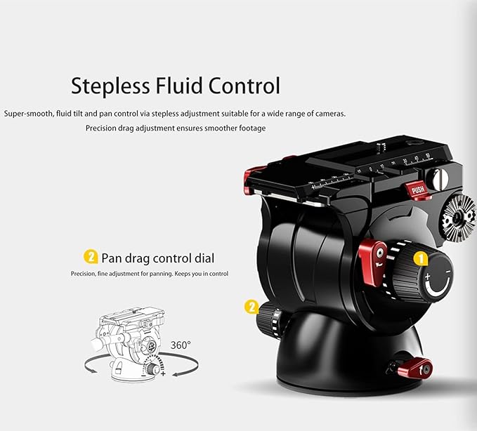 IFOOTAGE Komodo K7 Fluid Tripod Head, Heavyweight Fluid Video Head with Flat Base and Sliding Plate for Quick Connection to The Camera, Used for Professional Photography,Vlogging and Video Production