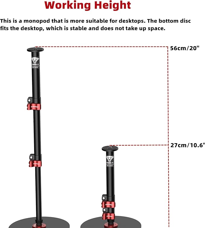 IFOOTAGE Cobra RB-A200,Round Base Monopod,Professional Camera Aluminium Monopod with Quick Adjustment Height Buckle,Compatibility DSLR Cameras Camcorders(22.05Inc)