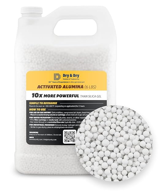 Dry & Dry [6 LBS] Activated Alumina Desiccant Beads | High-Capacity Moisture Absorber, Rechargeable Humidity Control for Industrial & Home Use