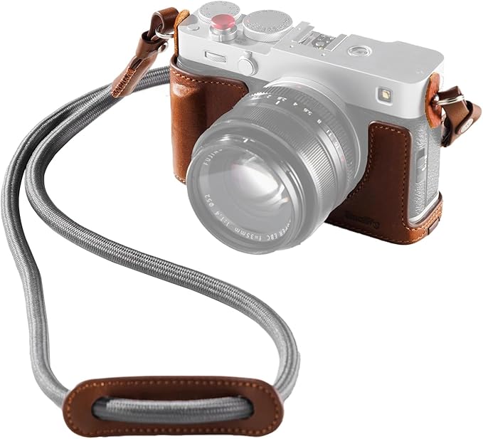SMALLRIG X-E5 Leather Case Kit for FUJIFILM X-E5, Vintage Half-Body Case with Shoulder Strap, Genuine Leather Material（Brown）- 5449