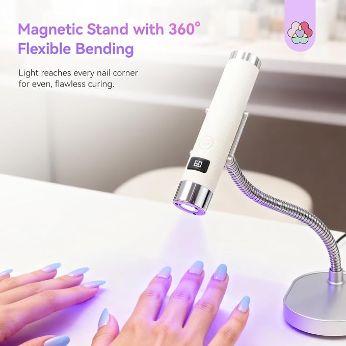 Saviland UV Light for Gel Nails: Smart Sensor 10s Fast Flash Cure UV Nail Lamp with Magnetic Stand Holder 360° Coverage Flash Cure Light Nail Glue Nail Gems Nail Lamps for Gel Polish