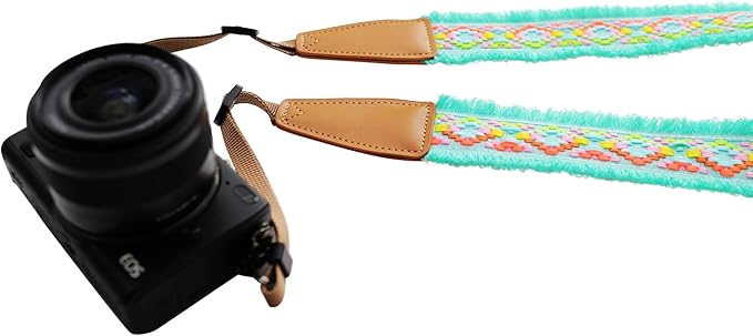 Original Design Personalized Adjustable Camera Strap Mint Green Tassel, Fit for Canon Nikon Sony Olympus Interchangeable Lens Digital Camera/DSLR etc.