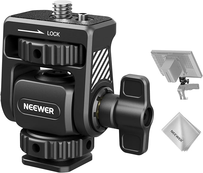 NEEWER Field Monitor Mount Holder with Cold Shoe Adapter 360 Swivel 180 Tilt Anti Twist Screw/Cleaning Cloth, Compatible with Atomos Ninja 5"/7" Camera Monitor Compatible with SmallRig Cam Cage, MA019