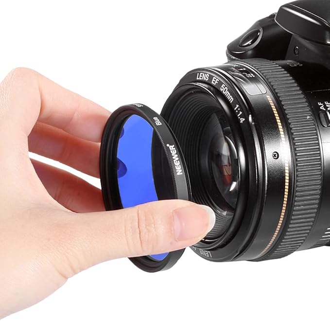 NEEWER 9PCS Full Color Lens Filter Set, 58mm Resin Lens Filters with Red, Orange, Blue, Yellow, Green, Brown, Purple, Pink, Gray Color Available with 2 Pouches, Camera Lens Accessories