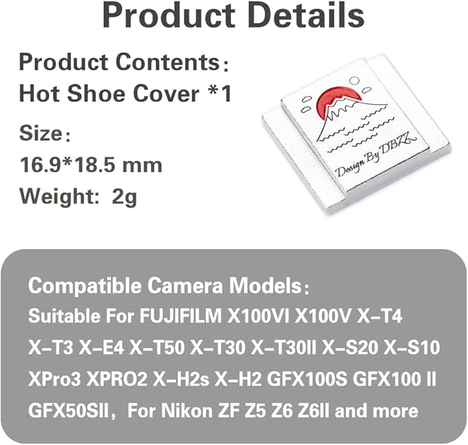 Camera Hot Shoe Cover/Shutter Button, Soft Release Button,Suitable for FUJIFILM XT5 XT4 XT3 XT30 XT20 X100V X100F XT100 X-E3 X-PRO2 X-PRO3 (Mountains and sea-Hot Shoe Cover)